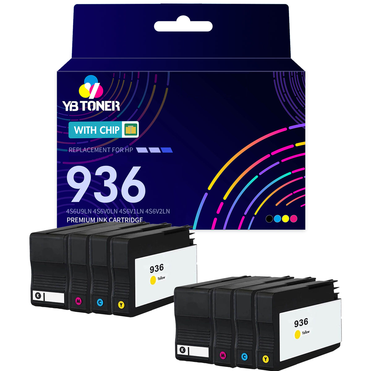 Compatible HP 936 Ink Cartridge Combo Pack of 8 - With Chip - Standard Yield