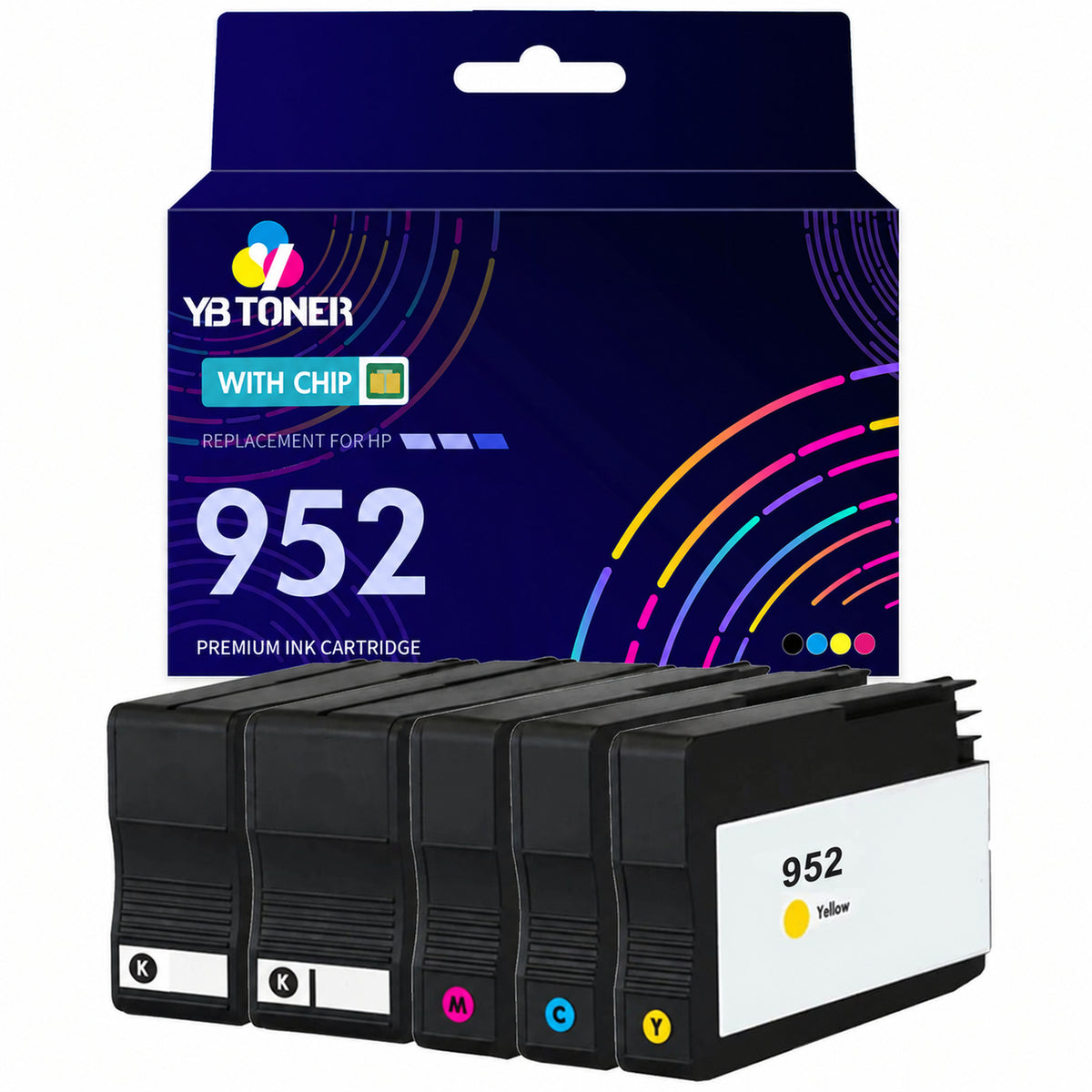Compatible HP 952 Ink Black/Cyan/Yellow/Magenta Combo Pack - With Upgraded Chip - Firmware Safe