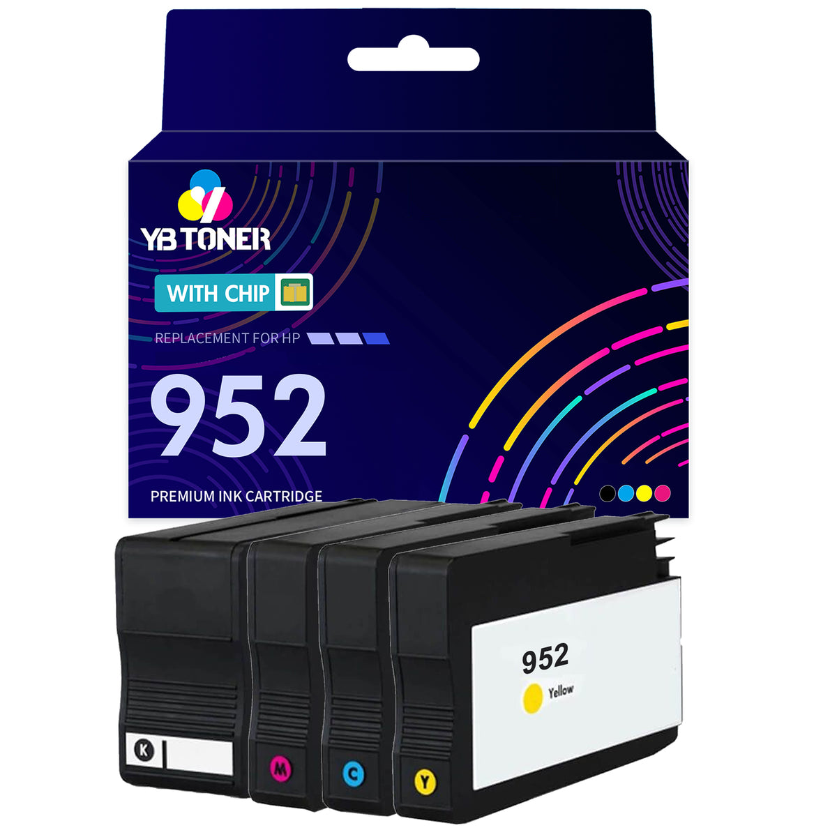 Compatible HP 952 Ink Black/Cyan/Yellow/Magenta Combo Pack - With Upgraded Chip - Firmware Safe