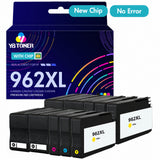 Replacement HP 962XL Ink Cartridge Combo Pack of 4 - With Upgraded Chip - Firmware Safe