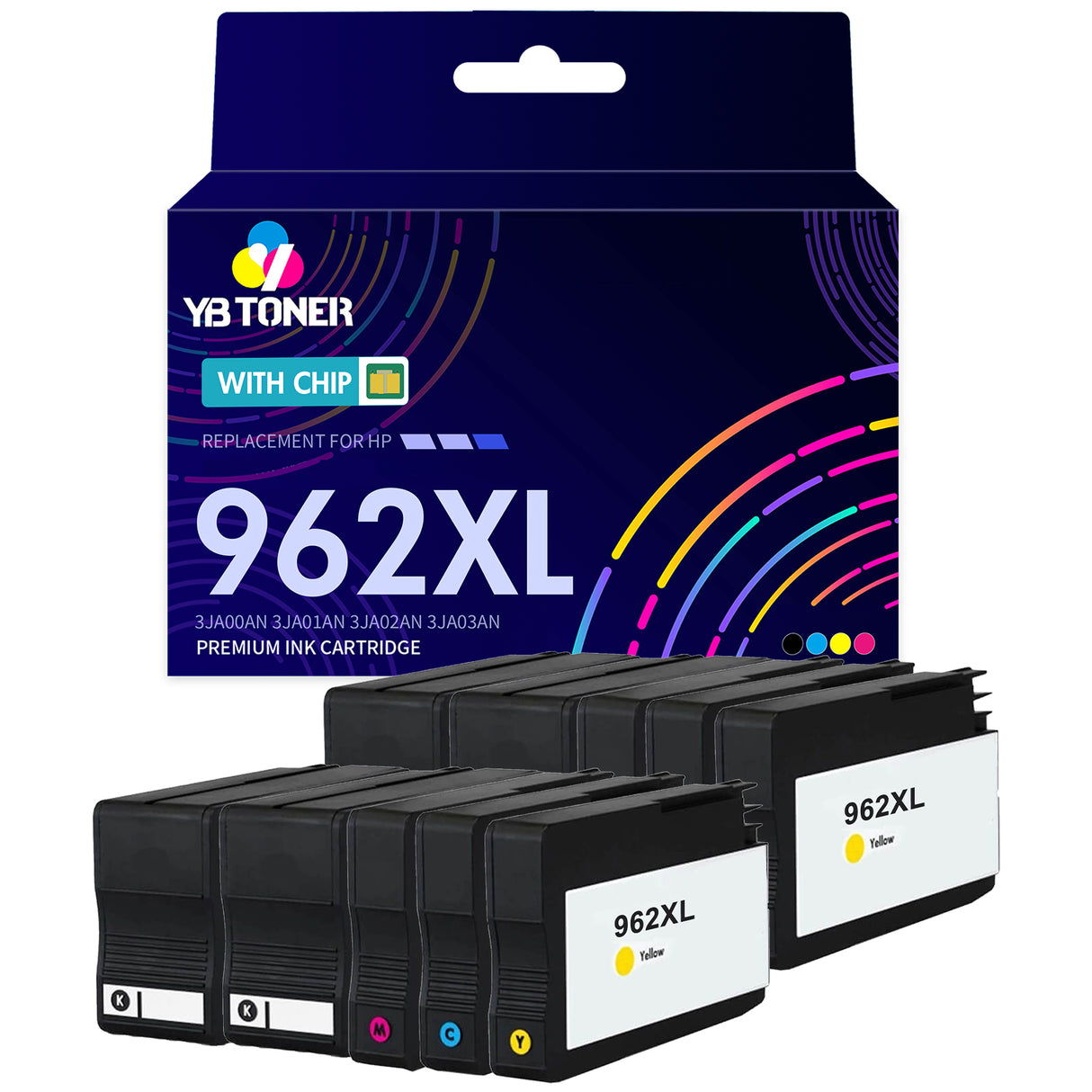 Replacement HP 962XL Ink Cartridge Combo Pack of 10 - With Upgraded Chip - Firmware Safe