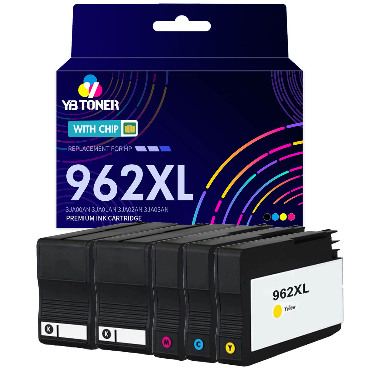 Replacement HP 962XL Ink Cartridge Combo Pack of 5 - With Upgraded Chip - Firmware Safe