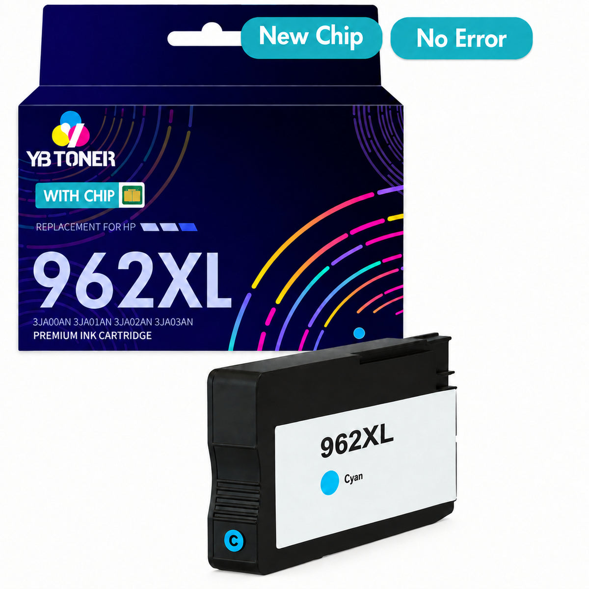 3JA00AN - Replacement HP 962XL Cyan Ink Cartridge - With Upgraded Chip - Firmware Safe