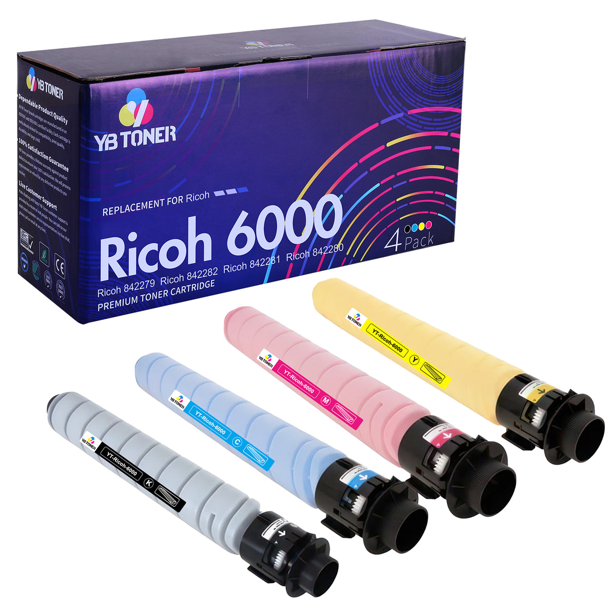 Compatible Ricoh IM C6000 Toner Cartridges 4-Pack for C4500/5500/6000