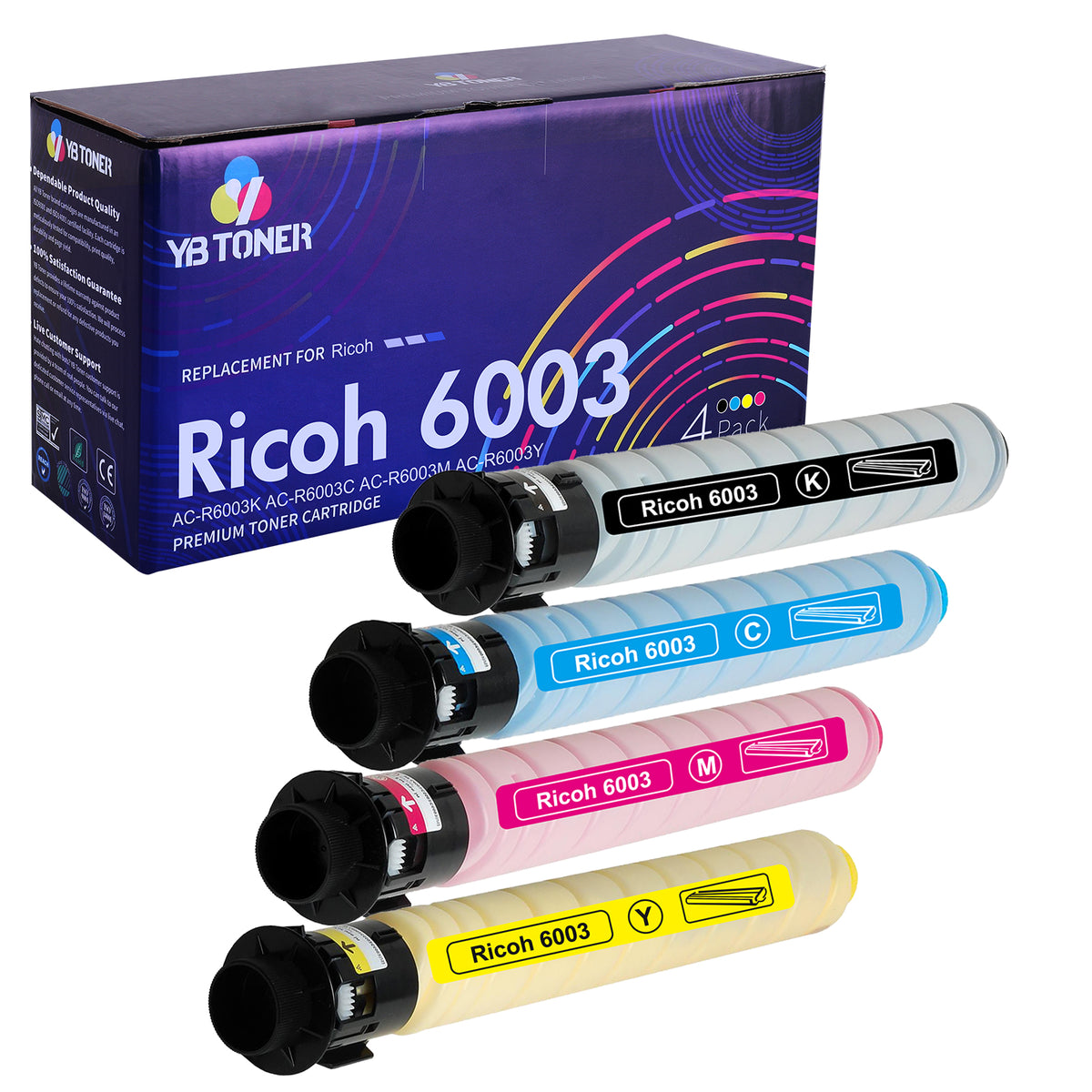 Compatible Ricoh MP C6003 Toner Cartridges 4-Pack for C4503/5503/6003