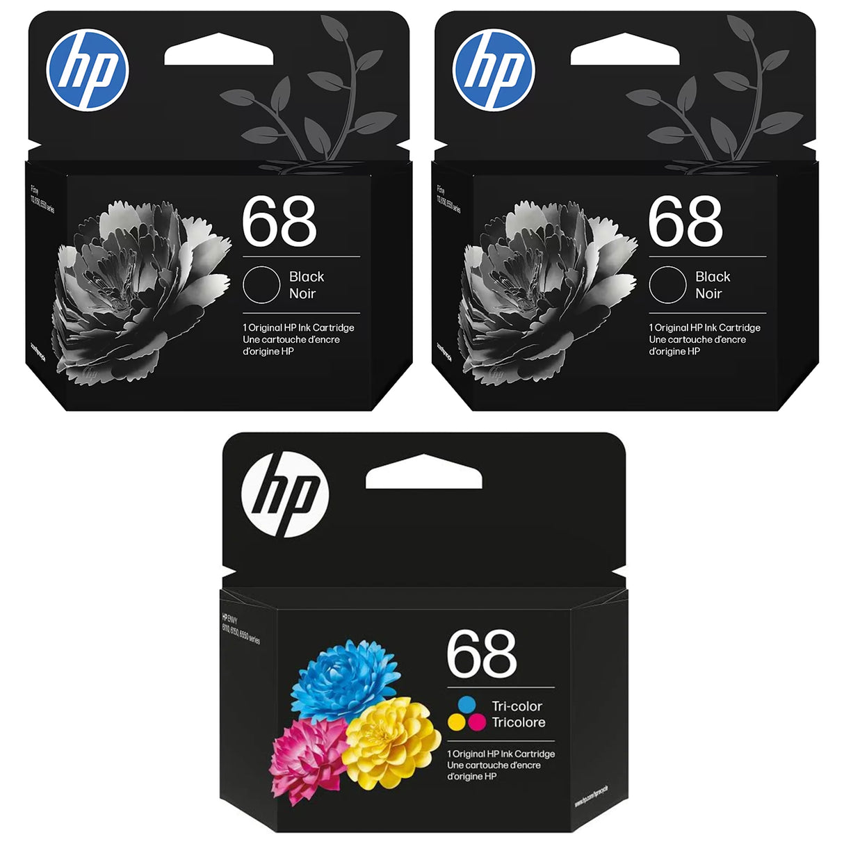 Original HP 68 Ink Cartridges Replace HP Ink 68 68e - Works Envy 6152e, 6155e, 6552e, 6555e, 6558e