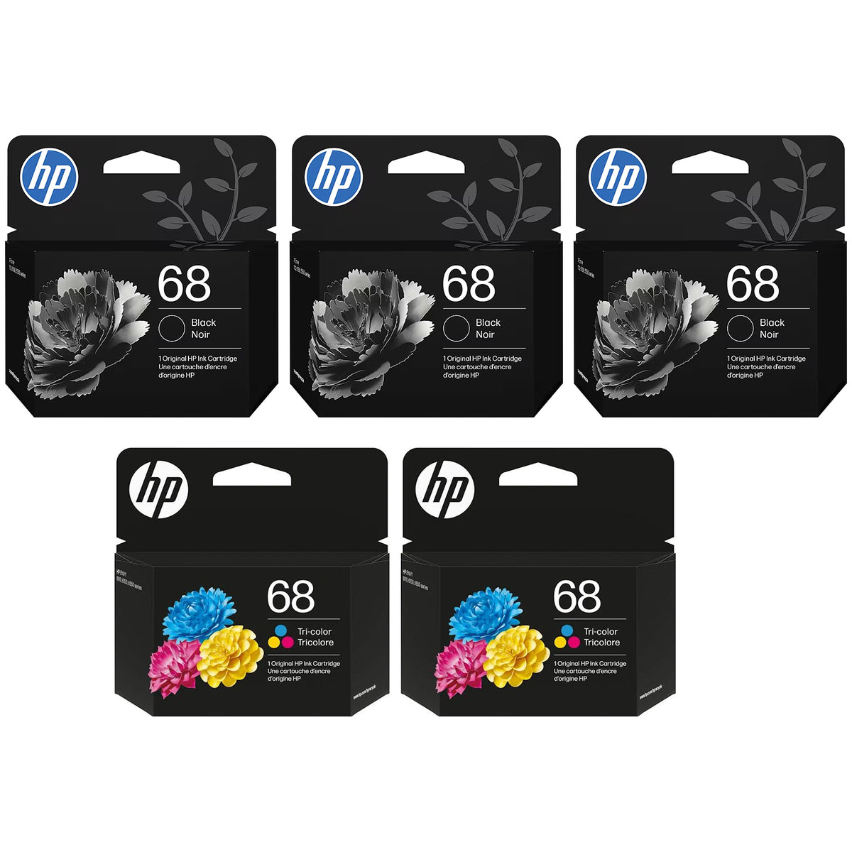 Original HP 68 Ink Cartridges Replace HP Ink 68 68e - Works Envy 6152e, 6155e, 6552e, 6555e, 6558e