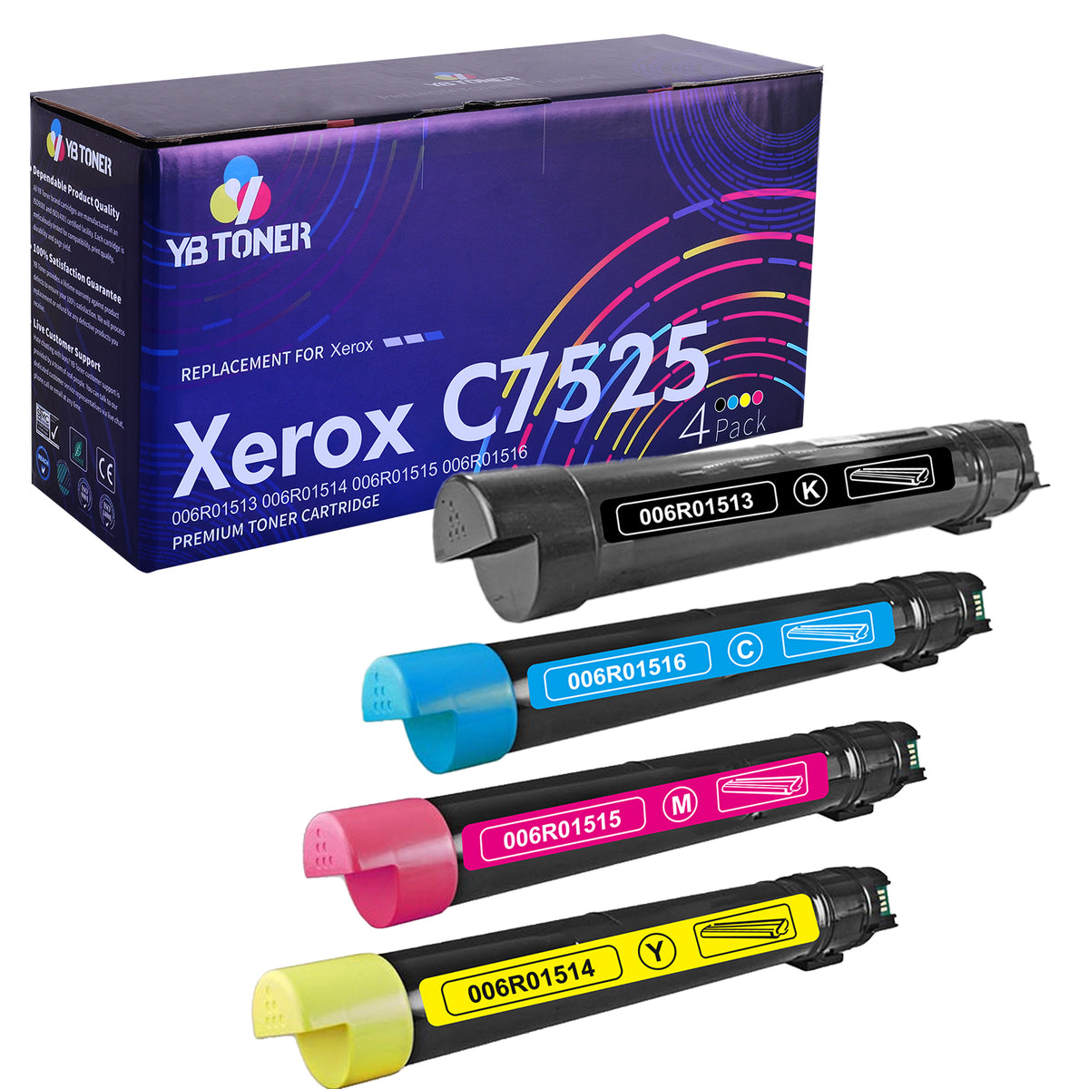Compatible Xerox 7525 Toner Cartridges 4-Pack for 7845/7830