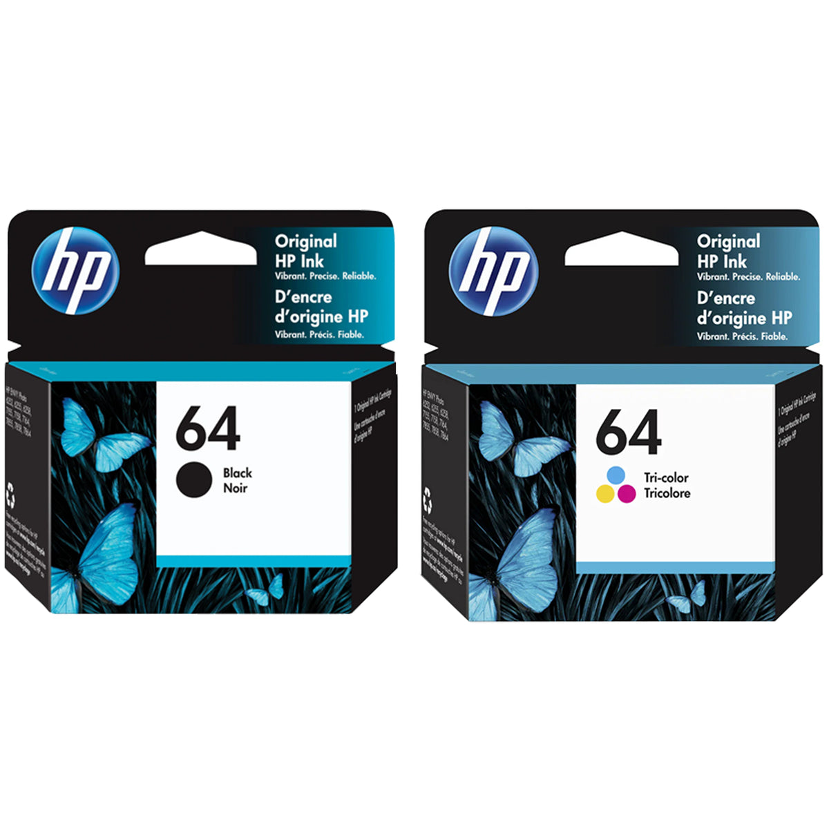 Original HP 64 Ink Combo Pack of 2 - Standard Yield - 1 Black & 1 Tri-Color