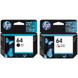 Original HP 64 Ink Combo Pack of 2 - Standard Yield - 1 Black & 1 Tri-Color