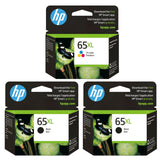 Original HP Ink 65XL Combo Pack of 3 - High Yield - 2 Black & 1 Tri-Color