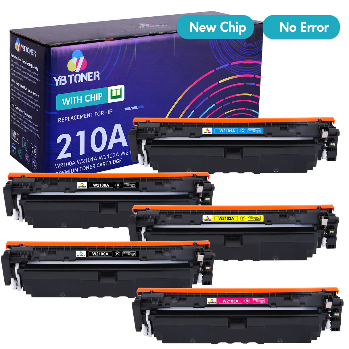 Firmware-Safe Compatible HP 210A Multiple-Pack Toner Cartridges | With Upgraded Chip, No Chip Error