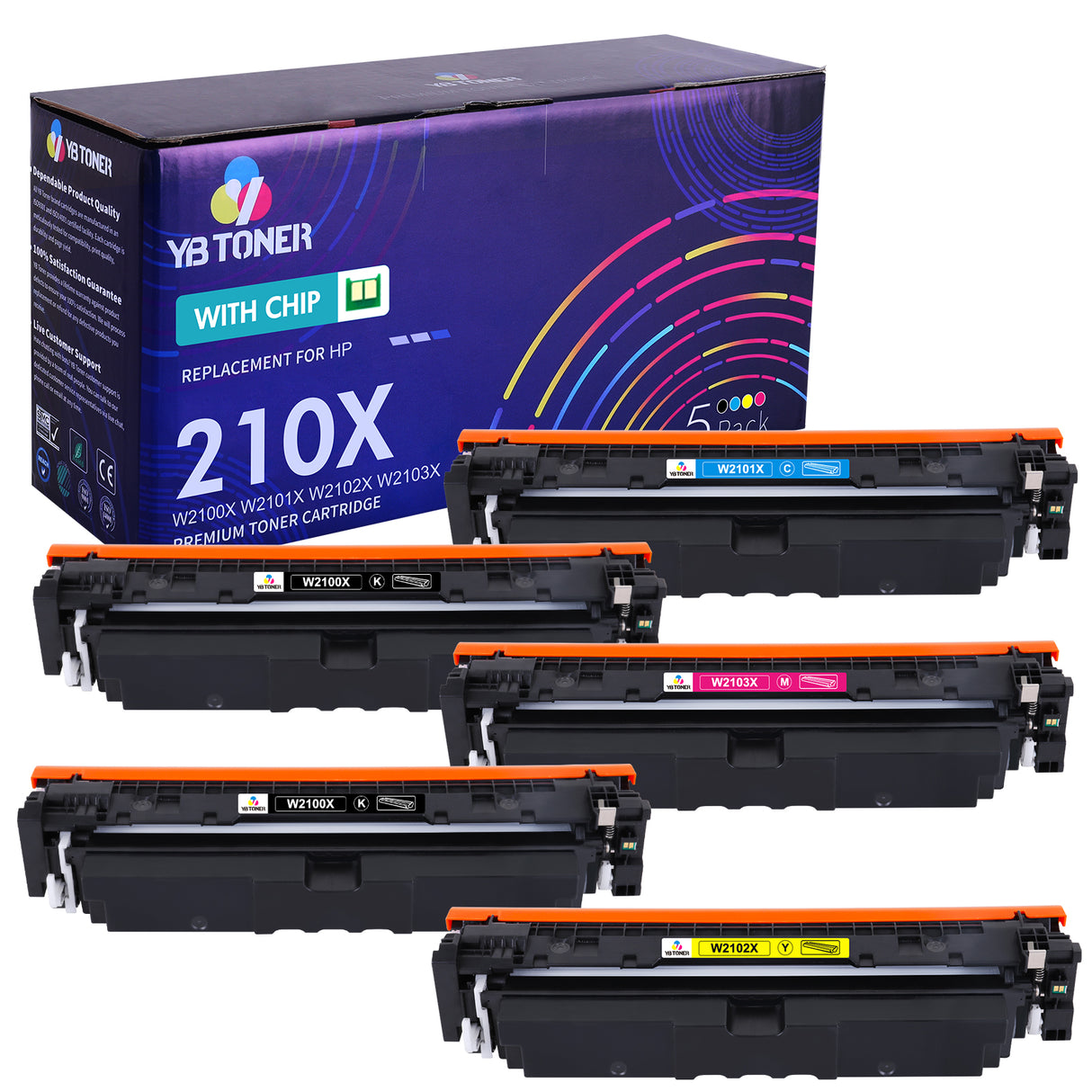 Compatible HP 210X Toner Set (Smart Chip) | W2100X W2101X W2102X W2103X | Displays Toner Levels