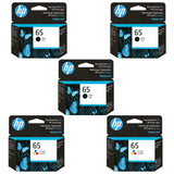 Original HP 65 Ink Cartridges 5-Pack - Standard Yield - 3 Black & 2 Tri-Color