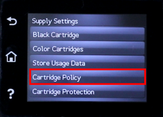 Turn Off HP Cartridge Policy Step 4