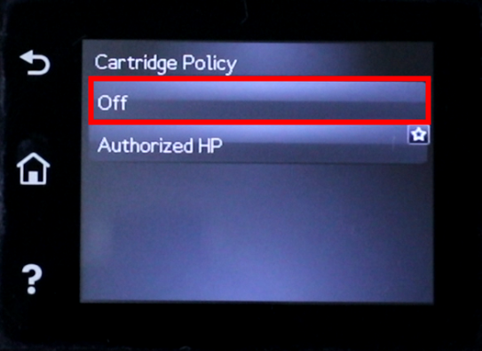 Turn Off HP Cartridge Policy Step 5