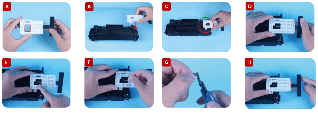 HP 148A/X 149A/X] [011] How to remove and switch chips to HP W1480A/X W1490A/X  compatible cartridge 