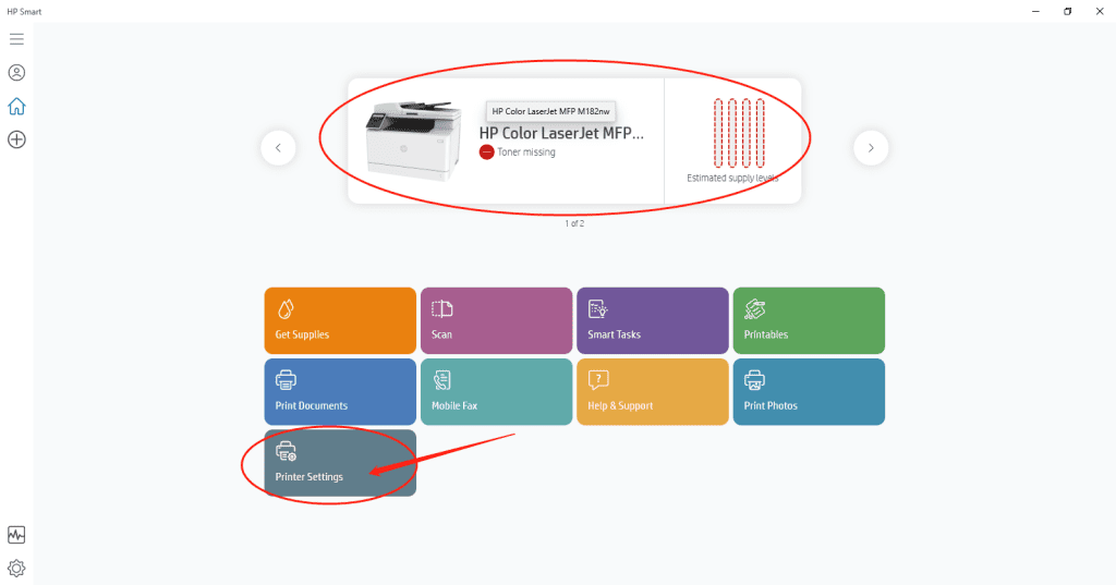 find printer settings