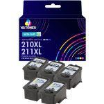 Replacement Canon Ink 210XL 211XL Cartridge 5-Pack - High Yield (3 PG-210XL Black & 2 CL-211XL Color)
