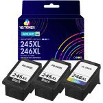 Replacement Canon 245XL 246XL Ink Combo Pack of 3 - High Yield (2 PG-245XL Black & 1 CL-246XL Tri-color)