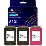 Replacement HP Ink 61XL Combo Pack of 3 – With Chip – High Yield (2 Black & 1 Tri-Color) - Firmware Safe