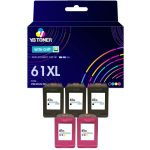 Replacement HP 61XL Printer Cartridge 5-Pack  – With Chip – High Yield (3 Black & 2 Tri-Color) - Firmware Safe