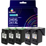 Compatible Canon 240XL 241XL Combo Pack of 5 - High Yield: 3 PG-240XL Black, 2 CL-241XL Color