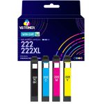 Compatible Epson 222XL Black & Epson 222 Color Ink Cartridge Value Pack of 4