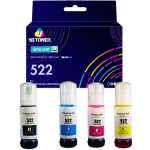 Compatible Epson 522 Ink 4-Pack  - Ultra High Yield: 1 Black, 1 Cyan, 1 Magenta, 1 Yellow
