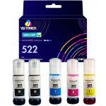 Compatible Epson EcoTank 522 Ink 5-Pack - Ultra High Yield: 2 Black, 1 Cyan, 1 Magenta, 1 Yellow