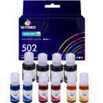 Compatible Epson EcoTank Ink 502 Combo Pack of 10 - Ultra High Yield: 4 Black, 2 Cyan, 2 Magenta, 2 Yellow
