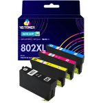 Compatible Epson 802XL Ink 4-Pack - High Yield: 1 Black, 1 Cyan, 1 Magenta, 1 Yellow