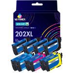 Epson 202XL Compatible Ink Cartridge 10-Pack - High Yield: 4 Black, 2 Cyan, 2 Magenta, 2 Yellow