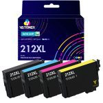 Compatible Epson 212XL Ink Cartridge 4-Pack - High Yield: 1 Black, 1 Cyan, 1 Magenta, 1 Yellow