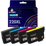 Compatible Epson 220XL Ink Cartridges 4-Pack - High Yield: 1 Black, 1 Cyan, 1 Magenta, 1 Yellow