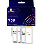 Compatible HP 728 Ink Cartridge Combo Pack of 4 - F9J68A, F9J67A, F9J66A, F9J65A - Standard Yield