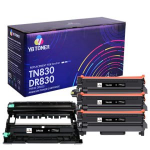 Brother DR830 Drum Unit & TN830 Black Toner Cartridge 4-Pack