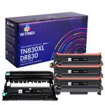 Brother DR830 Drum Unit & TN830XL Black Toner Cartridge 4-Pack