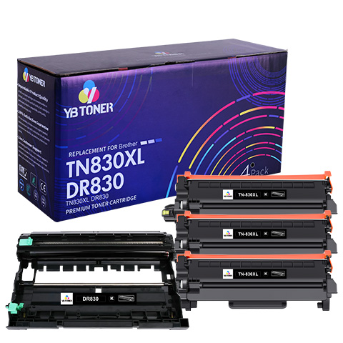 Brother DR830 Drum Unit & TN830XL Black Toner Cartridge 4-Pack