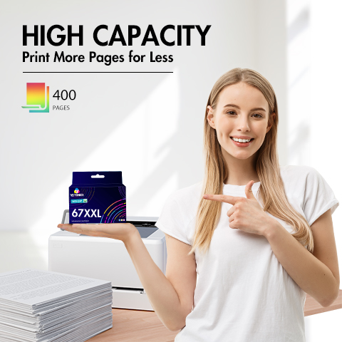 HP 67XXL color ink cartridge page yield
