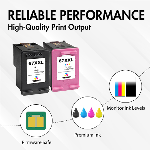 HP 67XXL ink cartridges' reliable performance