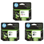 Original HP 63XL Ink Cartridges 3-Pack - High Yield - 2 Black & 1 Tri-Color
