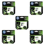 Original HP Ink 64XL Combo Pack of 5 - High Yield - 3 Black & 2 Tri-Color