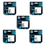 Original HP 67 Ink Cartridges 5-Pack - Standard Yield - 3 Black & 2 Tri-Color