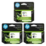 Original HP Ink 67XL Cartridge Combo Pack of 3 - High Yield - 2 Black & 1 Tri-Color