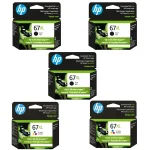 Original HP 67XL Ink Cartridges 5-Pack - High Yield - 3 Black & 2 Tri-Color
